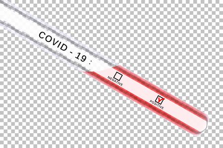 Test tubes with positive result of coronavirus. COVID-19 virus test. Vector.のイラスト素材