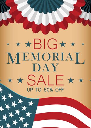Memorial Day Sale Banner Design. Template For Flyer, Banner, Web. Memorial Day Background. Vector.のイラスト素材