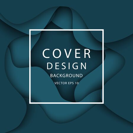 Cover template with color paper cut shapes and waves. Design layout for business presentations, flyers, posters, prints, decoration, cards, brochure cover. Vector illustration.のイラスト素材