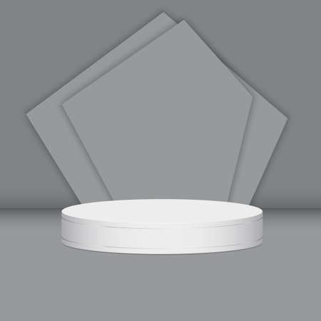 Abstract background with white empty podium for product display or awards. 3d platform. Empty podium scene. Vector.のイラスト素材