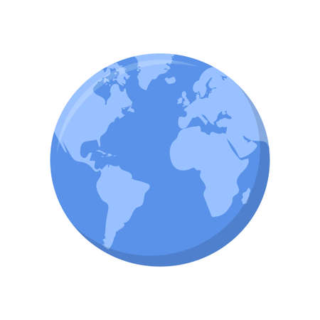 Blue Earth globe icon isolated on white background. Vector.のイラスト素材