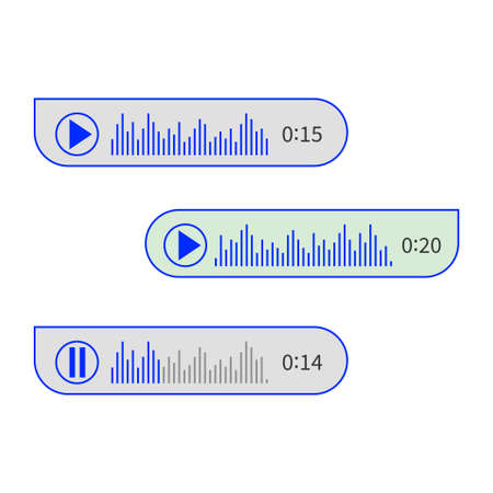 Set of voice messages icon with sound wave. Audio message bubble for social media chat. Vector.のイラスト素材