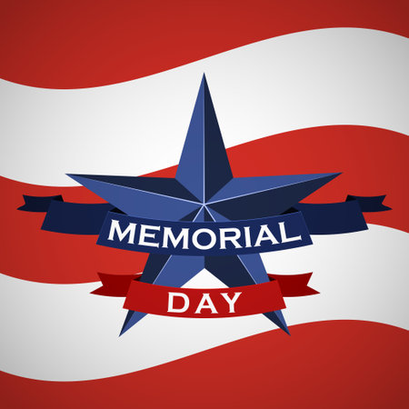 Memorial Day banner with star and stripes. Background for USA national holiday - Memorial Day. Template for invitation, greeting card design. Vector illustrationのイラスト素材