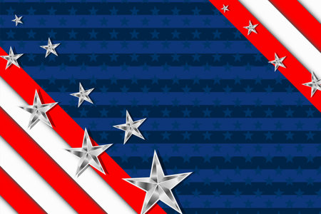 Background for USA holidays. Independence day, memorial, labor, presidents day banner design with stars and stripes. Vector illustrationのイラスト素材
