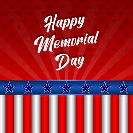 Happy Memorial Day background. US Memorial Day celebration. American national holiday. Template design with text, stars and stripes. Vector illustrationのイラスト素材