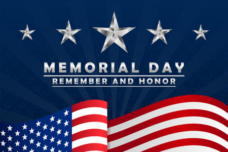 Memorial Day - Remember and Honor background. US Memorial Day celebration. American national holiday. Template design with text, stars and stripes. Vector illustrationのイラスト素材