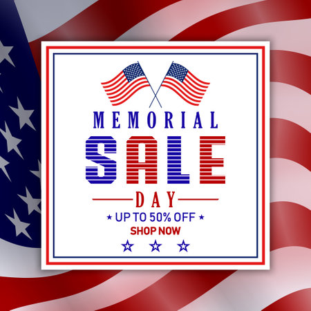 Memorial Day Sale background with US national flag. Memorial Day design. Template for national American holiday event. Vector illustration.のイラスト素材