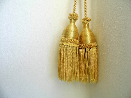 Curtain rope with white wallの写真素材