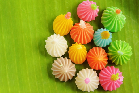 Aalaw candy on banana leaf - Thai candy dessert