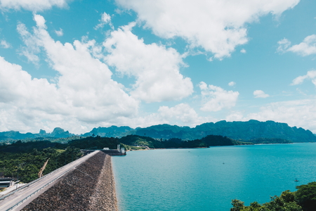 Cheow Lan Dam or Ratchaprapa Dam, Located at Ban Ta Khun - KhaoSok, Suratthani, Thailandの写真素材