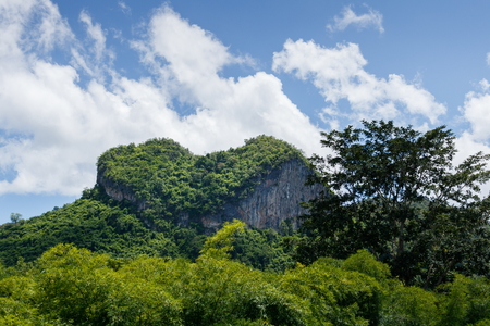 Amazing green heart nature mountain, Ban Ta Khun, Suratthani, Thailandの写真素材