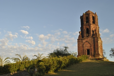 church bell tower in Bantay, Ilocos Sur, Philippinesの写真素材