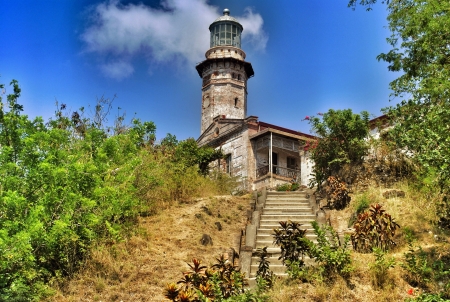 Lighthouse in Cape Bojeador in Burgos Ilocos Norte Philippinesの素材