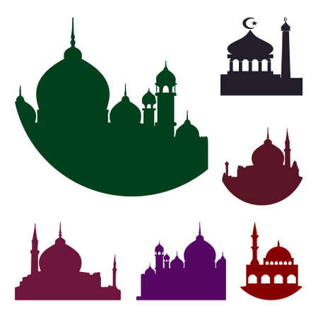 silhouette of mosque, illustration vector graphic for welcome ramadan holy month of ramadhan kareemのイラスト素材