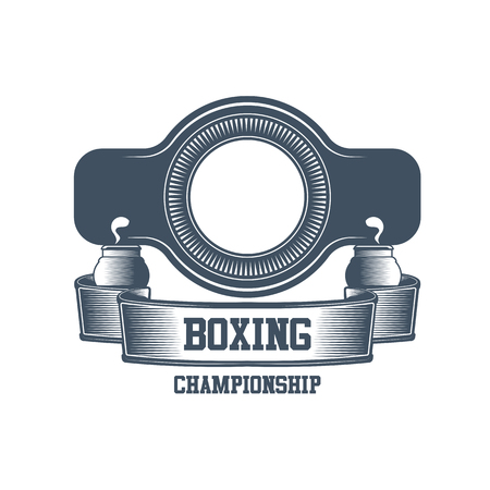 Boxing club and martial arts logo badge/label in vintage styleのイラスト素材