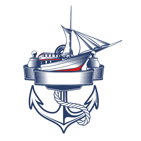 Nautical Anchor Crest Vector illustration.のイラスト素材