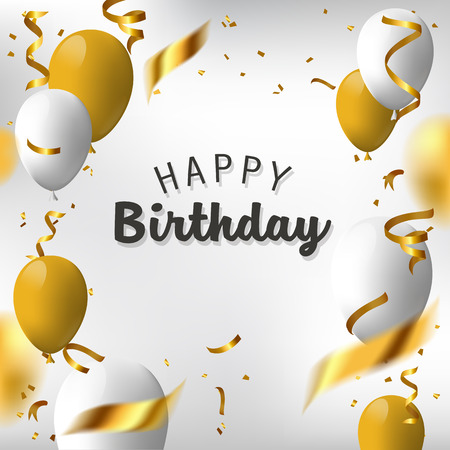 Birthday elegant greeting card with air balloonsのイラスト素材