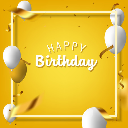 Birthday elegant greeting card with air balloonsのイラスト素材