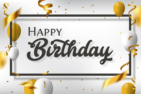 Birthday elegant greeting card with air balloonsのイラスト素材