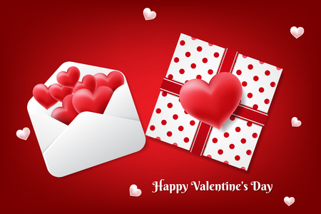 Happy valentines day vector greetings card design with 3d realisticのイラスト素材