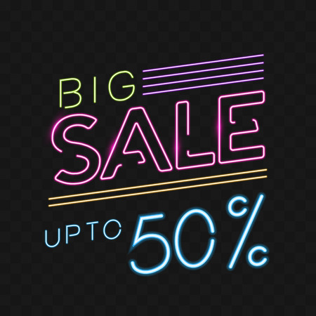 Retro sale neon sign. Vector illustrationのイラスト素材