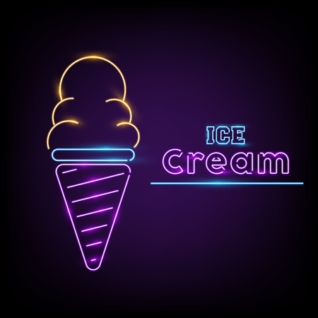 Ice cream neon signのイラスト素材