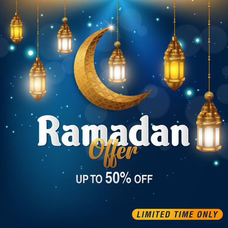 Sale, discount and best offer tag, label, sticker on occasion of Ramadan Kareem and Eid Mubarakのイラスト素材