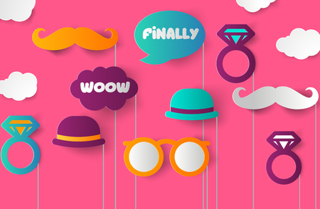 Set of Hen Party photobooth Props vector elementsのイラスト素材