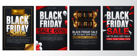 Black Friday Sale flyers collection for business, commerce, promotion and advertisingのイラスト素材
