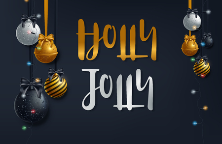 elegant Christmas background with gold and white evening ballsのイラスト素材