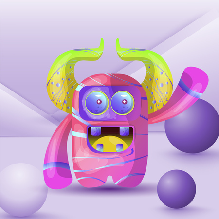 Cute Cartoon Monster Waving Hello - Vectorのイラスト素材