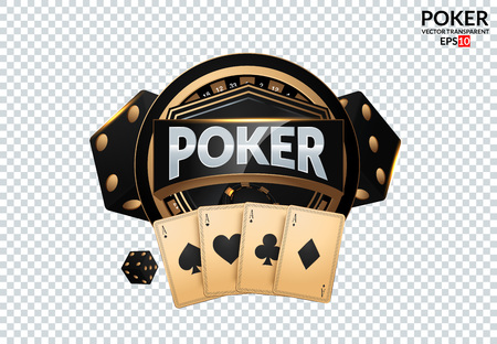 Playing cards and poker chips fly casino. Concept on transparent background. Poker casino vector illustrationのイラスト素材