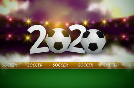football 2020 world championship cup background soccer. Realistic 3d ballのイラスト素材