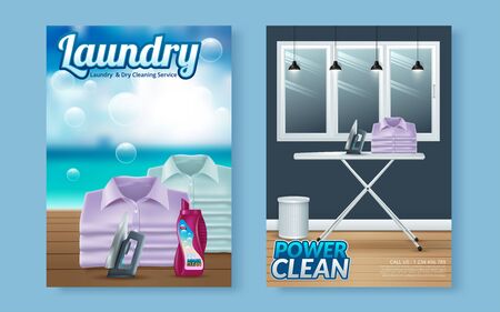 Vector Laundry Service Flyer Magazine Cover, Poster Templateのイラスト素材