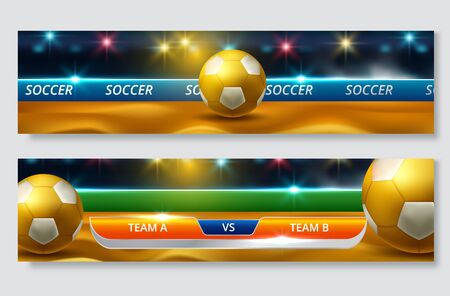 Football cup, soccer championship illustration set. Realistic 3d ballのイラスト素材