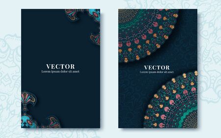 Vintage ornate cards in oriental style. Vector illustrationのイラスト素材