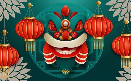 Happy new year banner design with spring. Translation : Happy New Year. Vector illustrationのイラスト素材