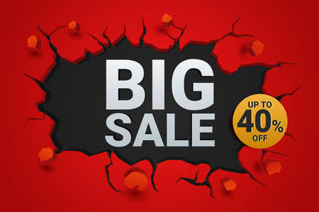Big sale on crack wall 3D styleのイラスト素材
