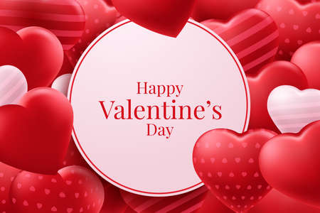 Valentines red heart balloons vector poster designのイラスト素材