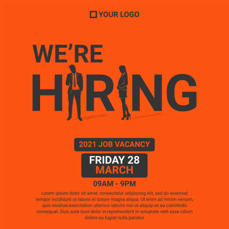 Hiring recruitment design poster. Vector Illustrationのイラスト素材