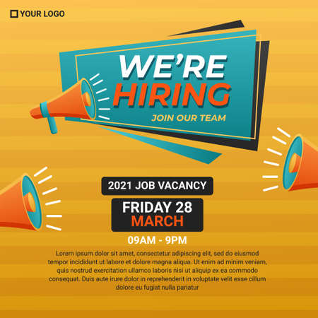 Hiring recruitment design poster. Vector Illustrationのイラスト素材