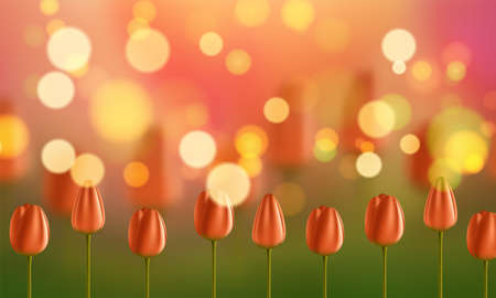 Flowers vector background with tulipsのイラスト素材
