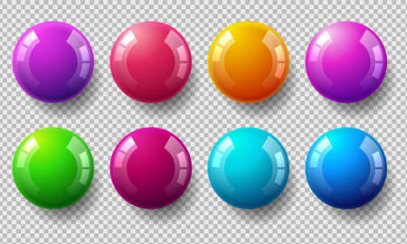 Set of glossy colored balls on transparent backgroundのイラスト素材