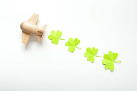 St. Patricks day, Plane luck Shamrock on white backgroundの写真素材