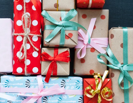 Christmas gifts on a black background
