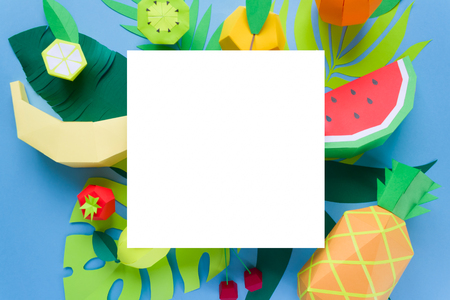 exotic fruits made of paper. fruit conceptの写真素材