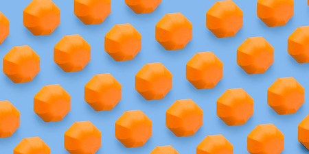 lemons and orange made of paper pattern on blue pastel background. Creative concept.の写真素材