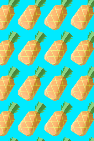 Modern paper pattern from pineapples on a bright background. Contemporary art collage. Imageの写真素材