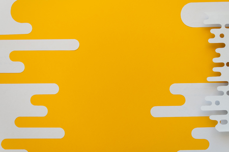 Abstract shapes. Trendy white lines in a modern material design style on yellow backgroundの写真素材