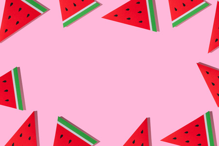 Summer paper fruit, watermelon with pattern background